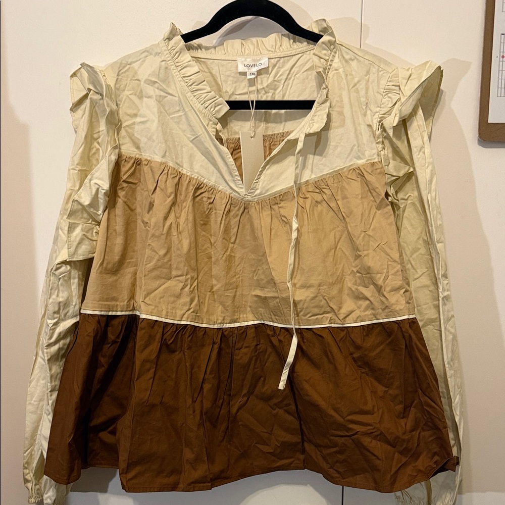 Colorblock Ruffle Blouse